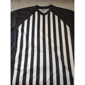 Smitty Body Flex Black & White Striped Referee Shirt 3XL V-Neck Usa